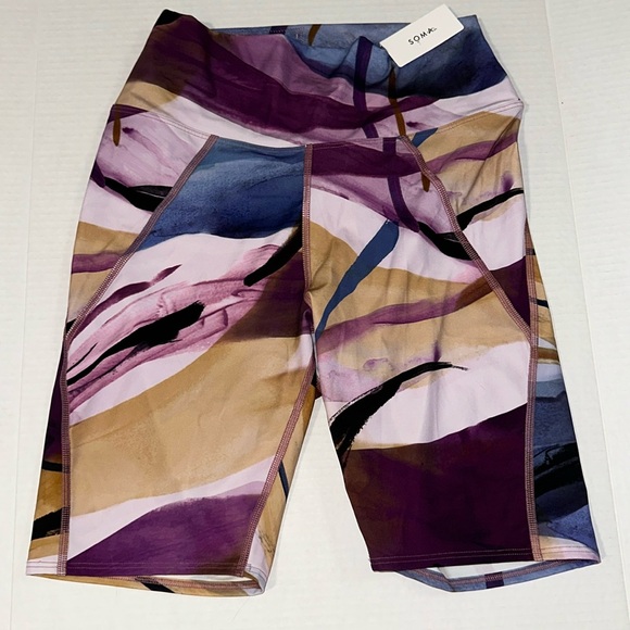 Soma WKND bike shorts size M 360 Go with the flow purple High Rise - Picture 1 of 12